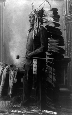 Sitting Bull wearing a Headdress